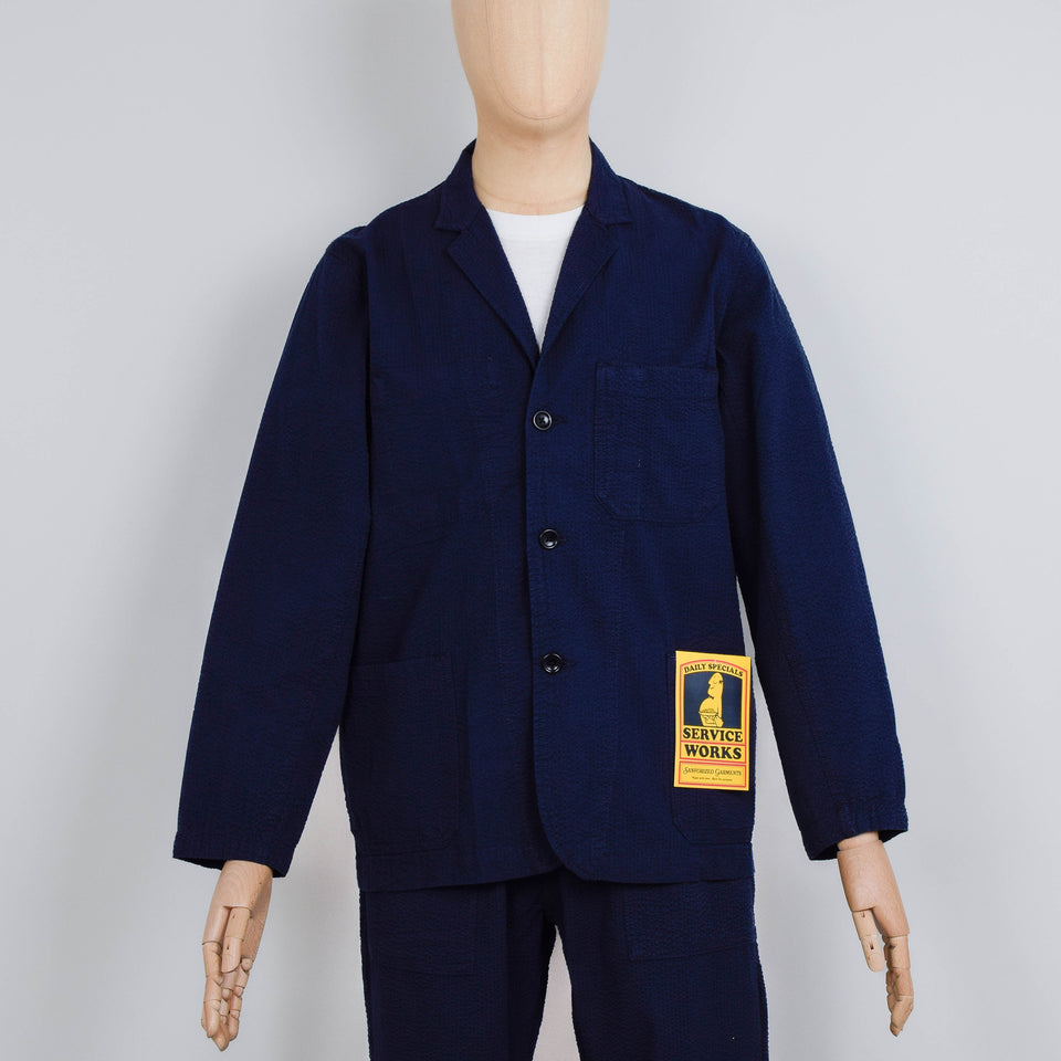 Service Works Seersucker Server Suit Jacket - Dark Navy