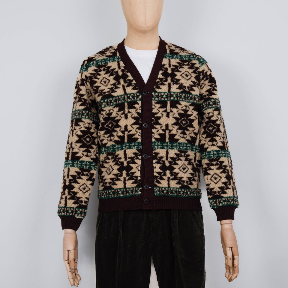 Beams Plus Cardigan Boa Jacquard - Brown