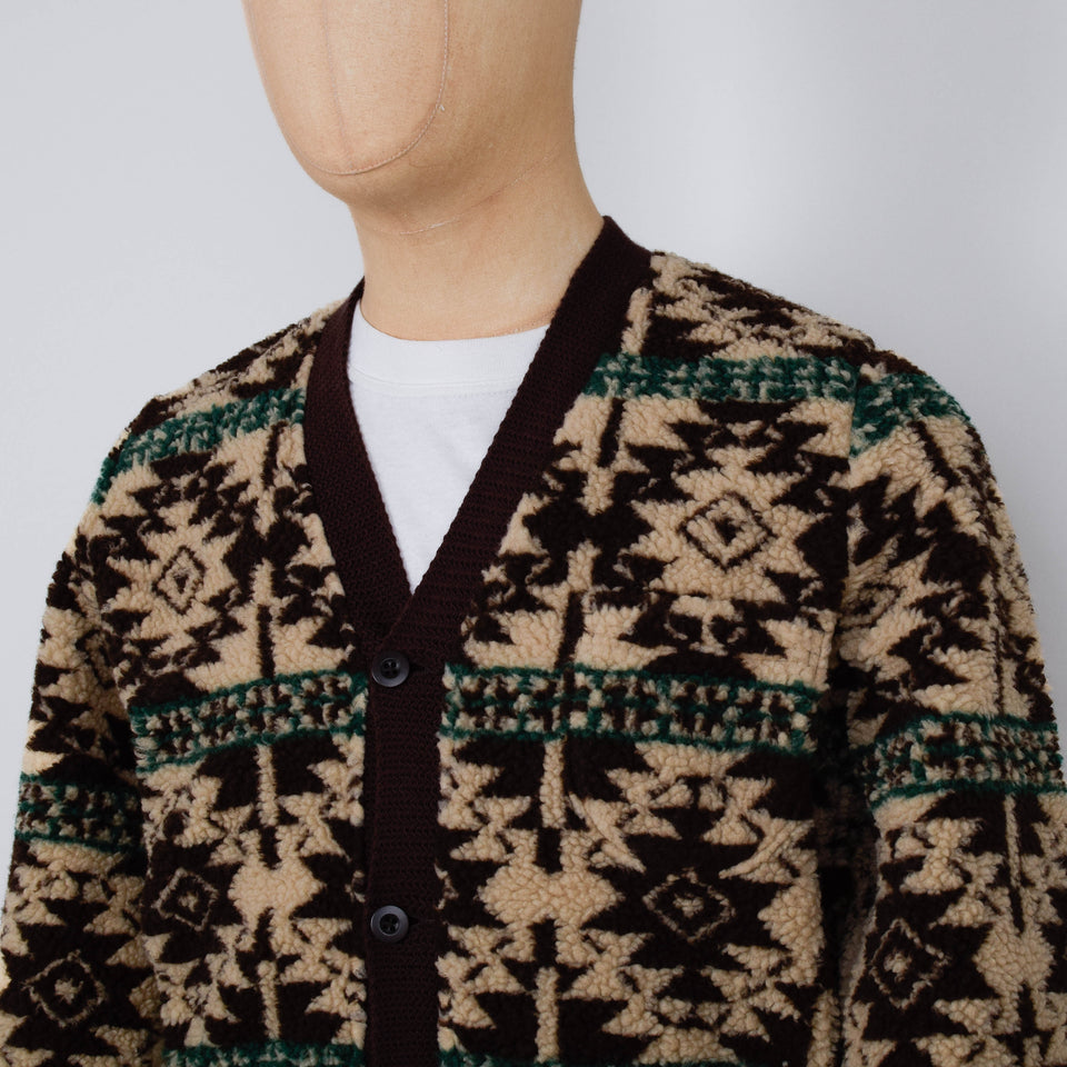 Beams Plus Cardigan Boa Jacquard - Brown