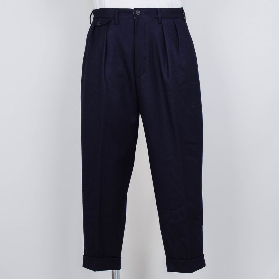 Beams Plus 2 Pleats Flannel - Navy