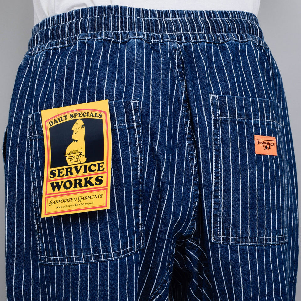 Service Works Pinstripe Denim Chef Pants - Indigo