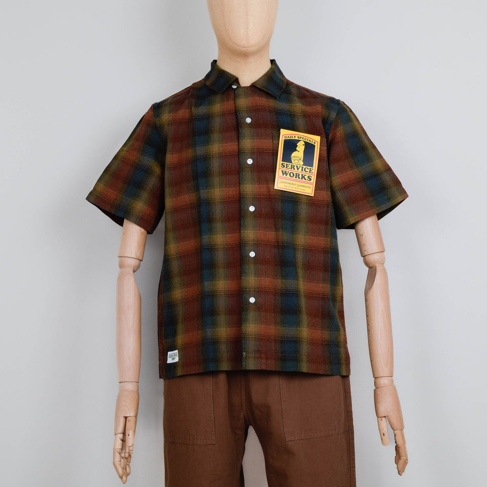 Service Works Plaid Resort Shirt- Brown