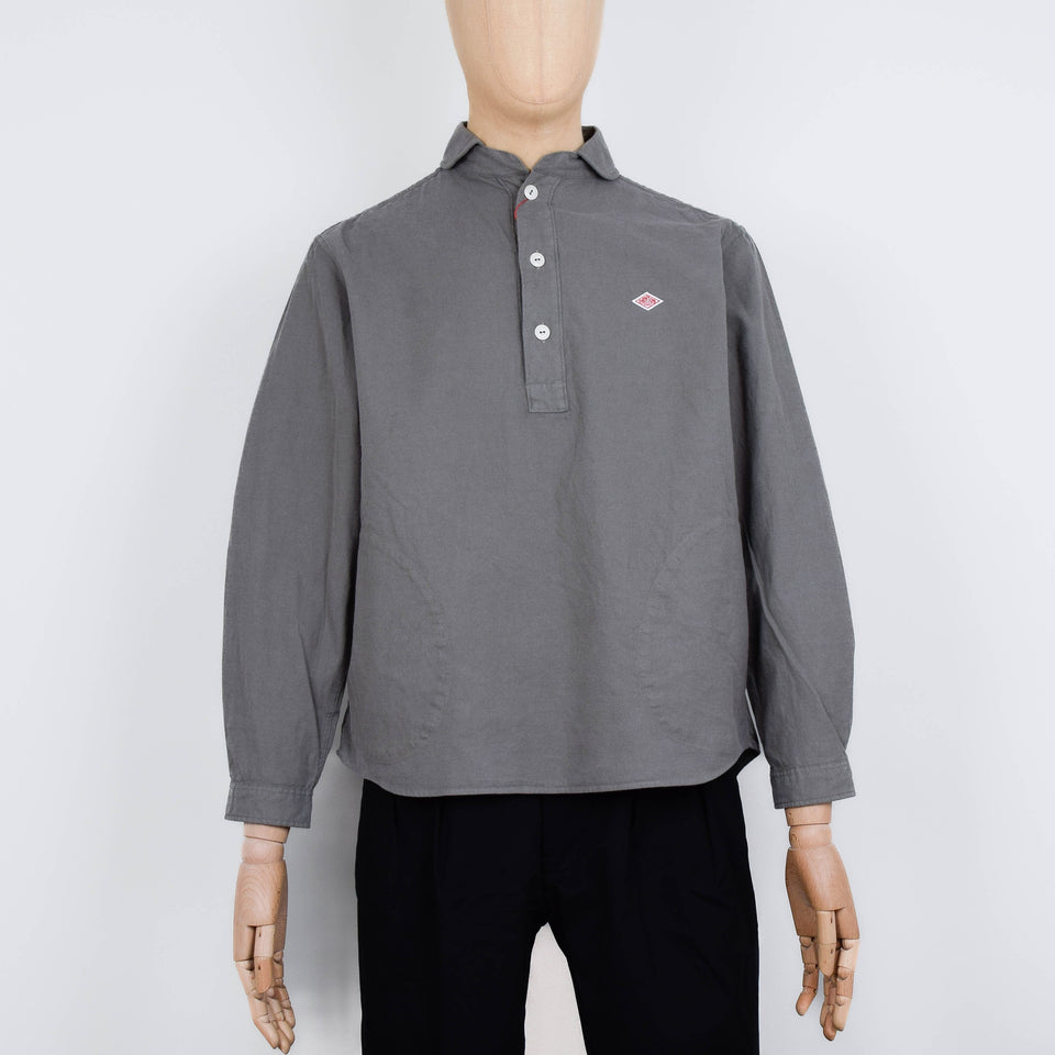 Danton Round Collar P.O Shirt L/S - Olive Chambray