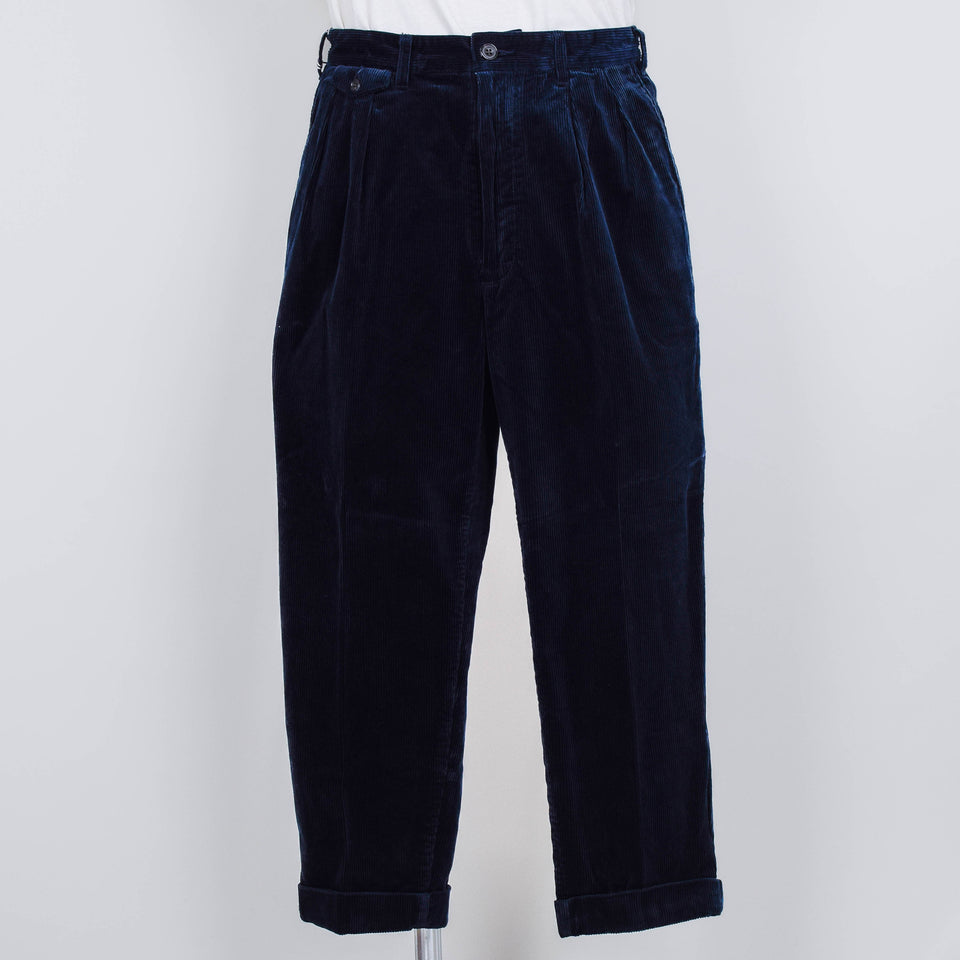 Beams Plus 2 Pleats Corduroy - Navy
