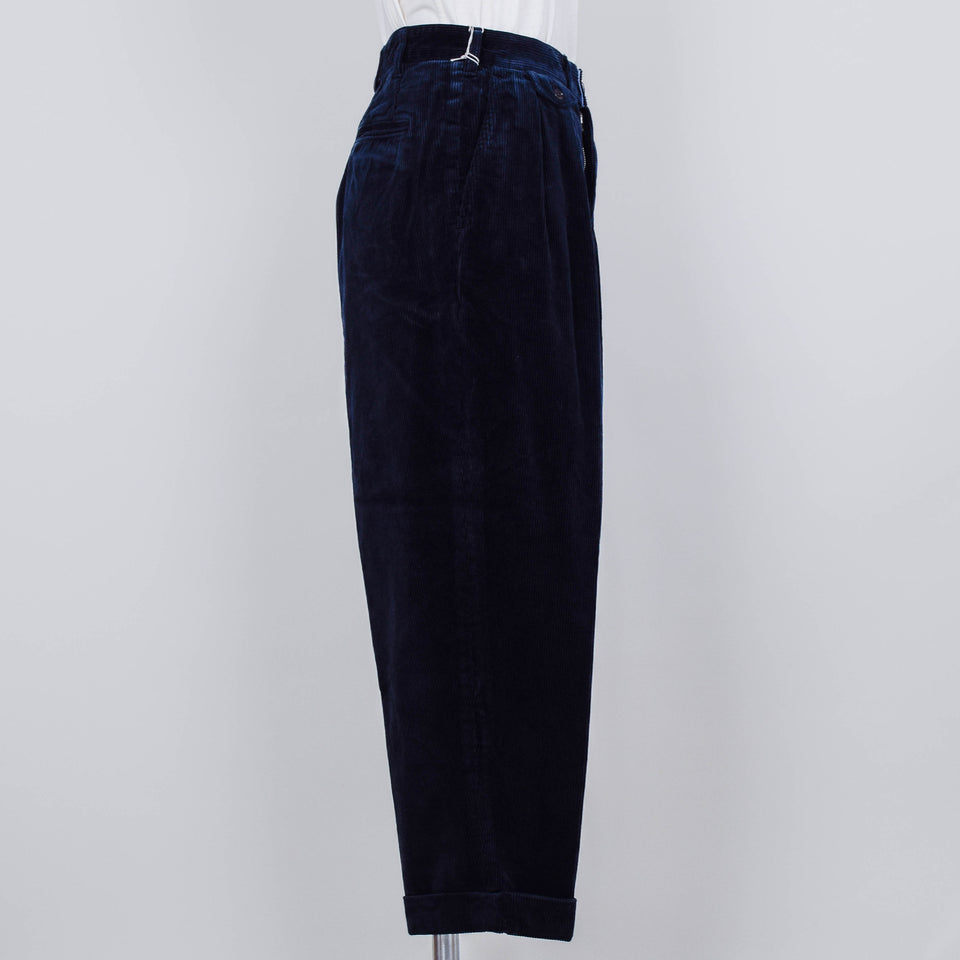 Beams Plus 2 Pleats Corduroy - Navy