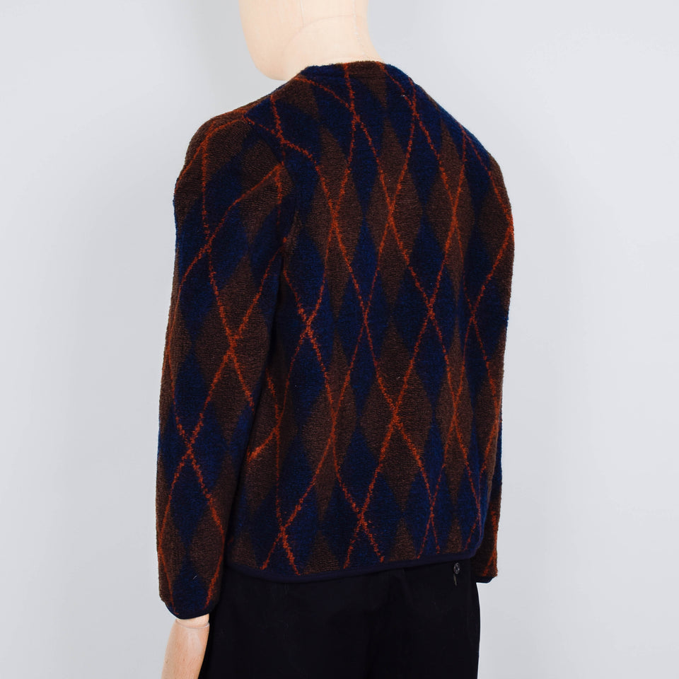 Universal Works Argyll Fleece Cardigan - Brown/Navy