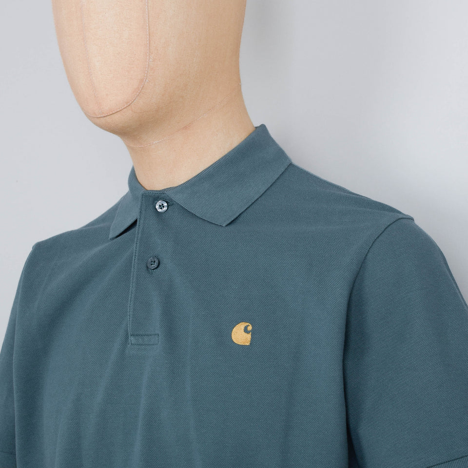 Carhartt WIP S/S Chase Pique Polo - Silver Pine / Gold