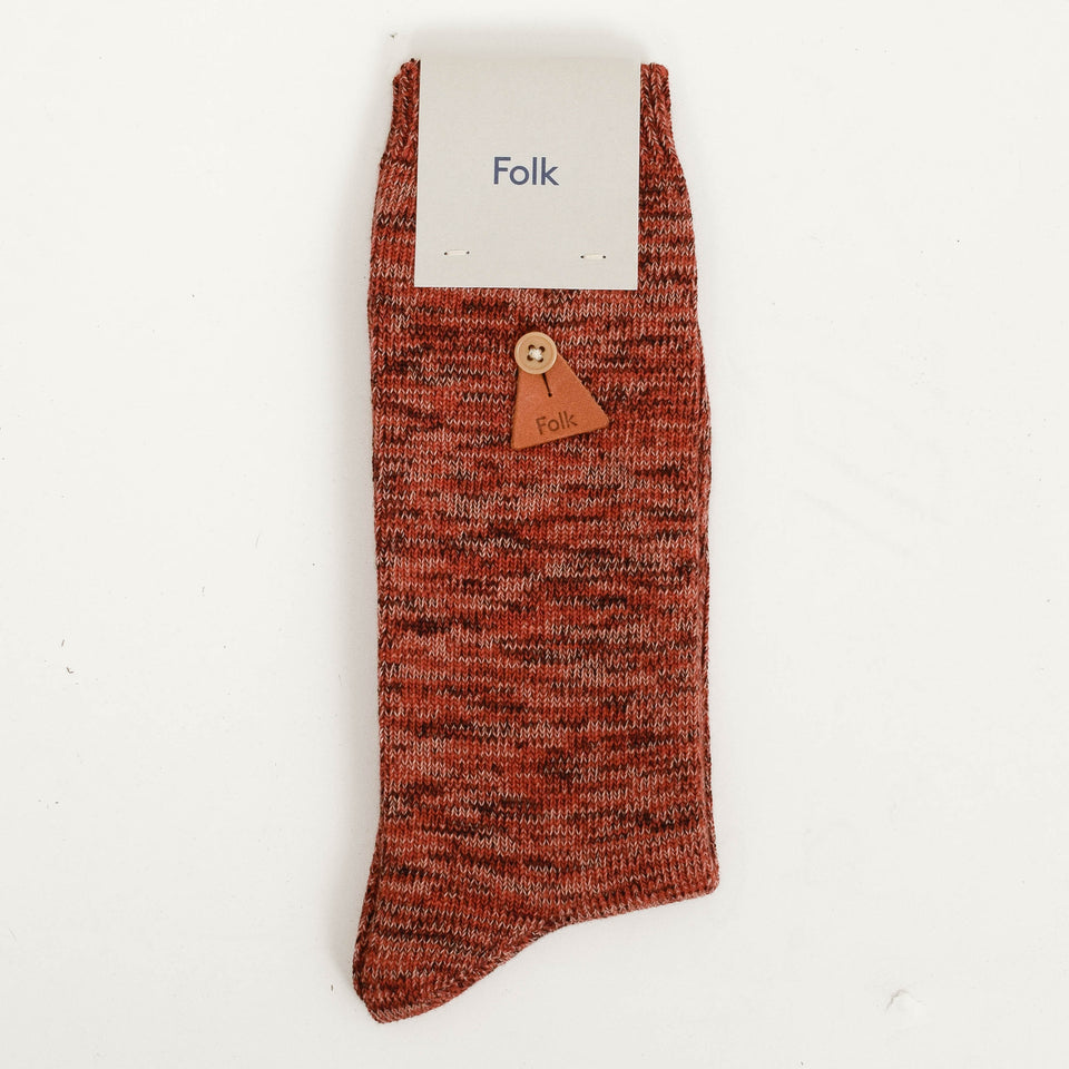 Folk Melange Socks - Red Mix