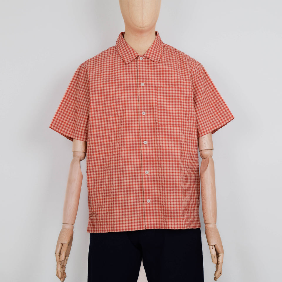 Folk Gabe Shirt - Red Oxide Textured Check