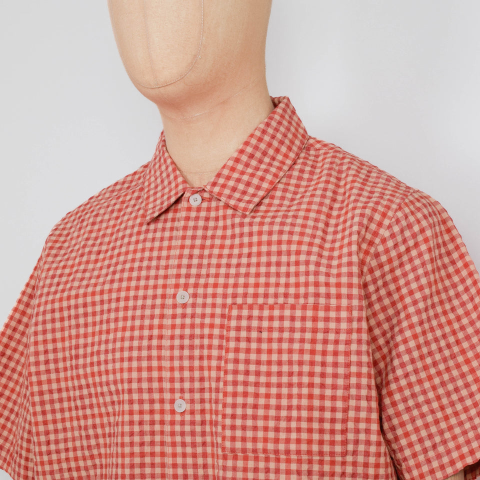 Folk Gabe Shirt - Red Oxide Textured Check