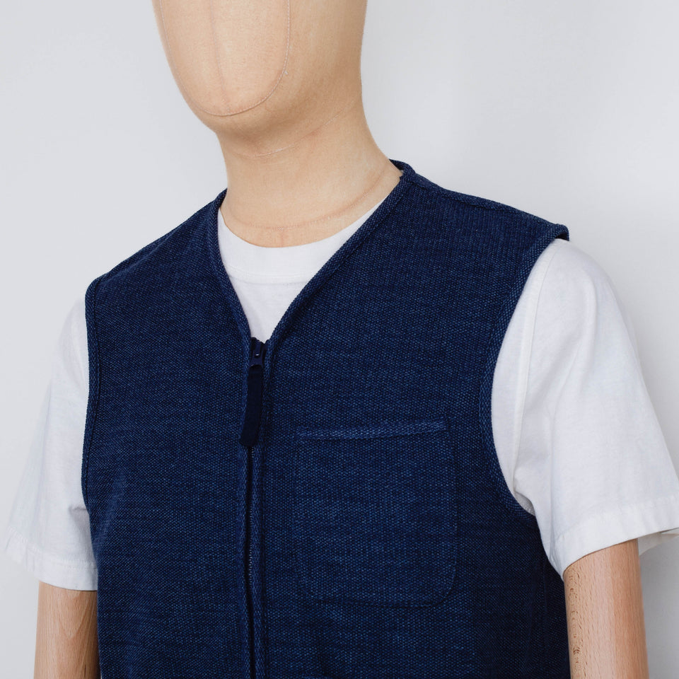 Universal Works Zip Gilet Maiorca Jersey - Navy