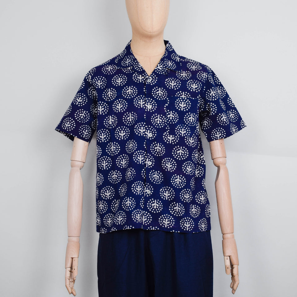 Universal Works Road Shirt Island Print - Navy