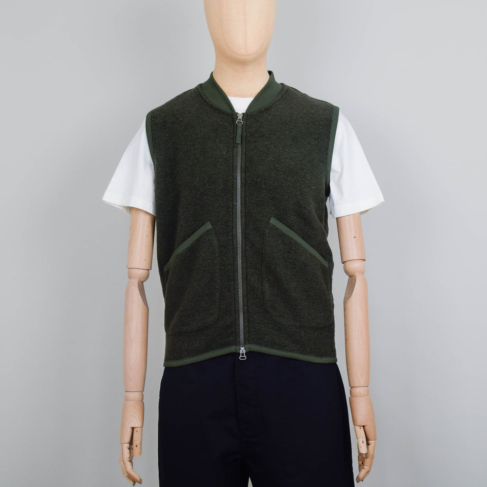 Universal Works Wool Fleece Zip Waistcoat - Olive