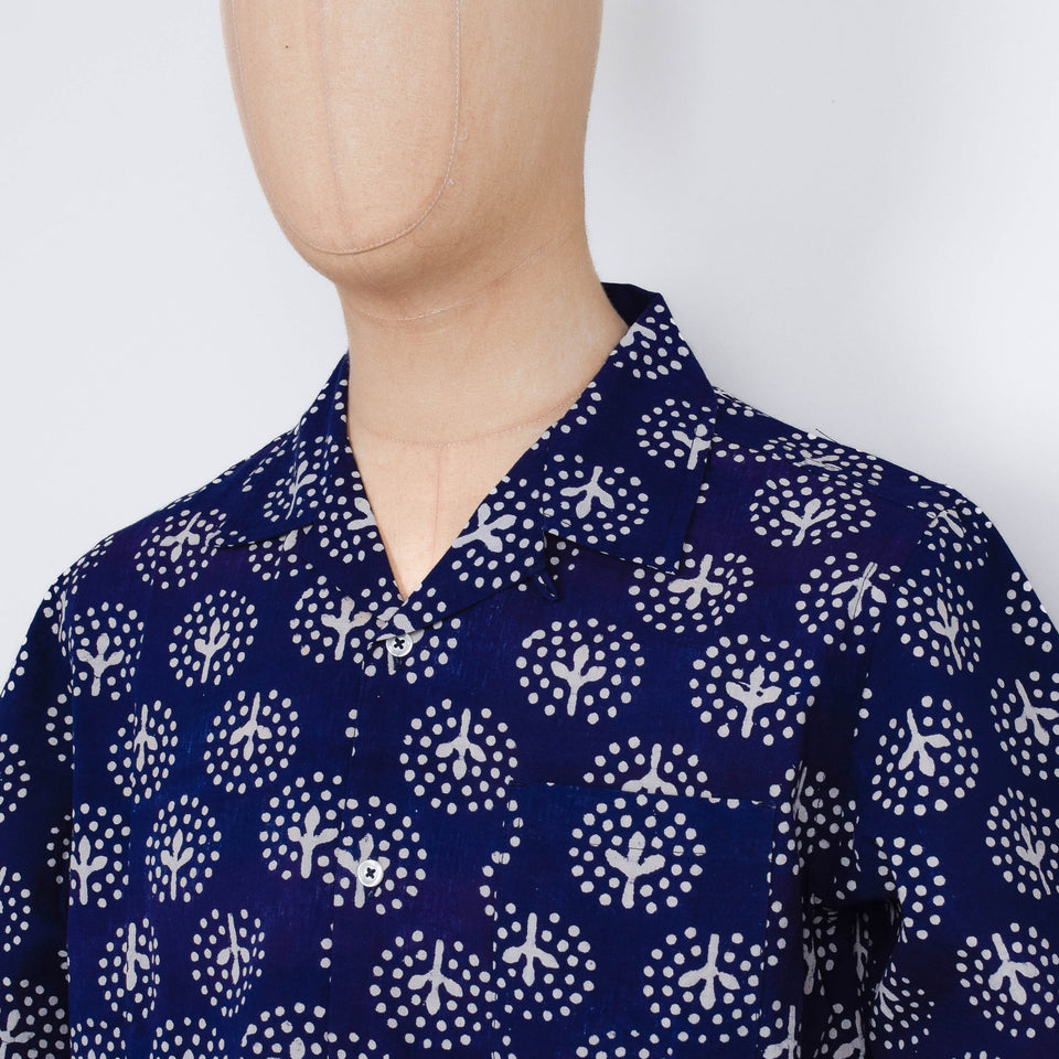 Universal Works Road Shirt Island Print - Navy