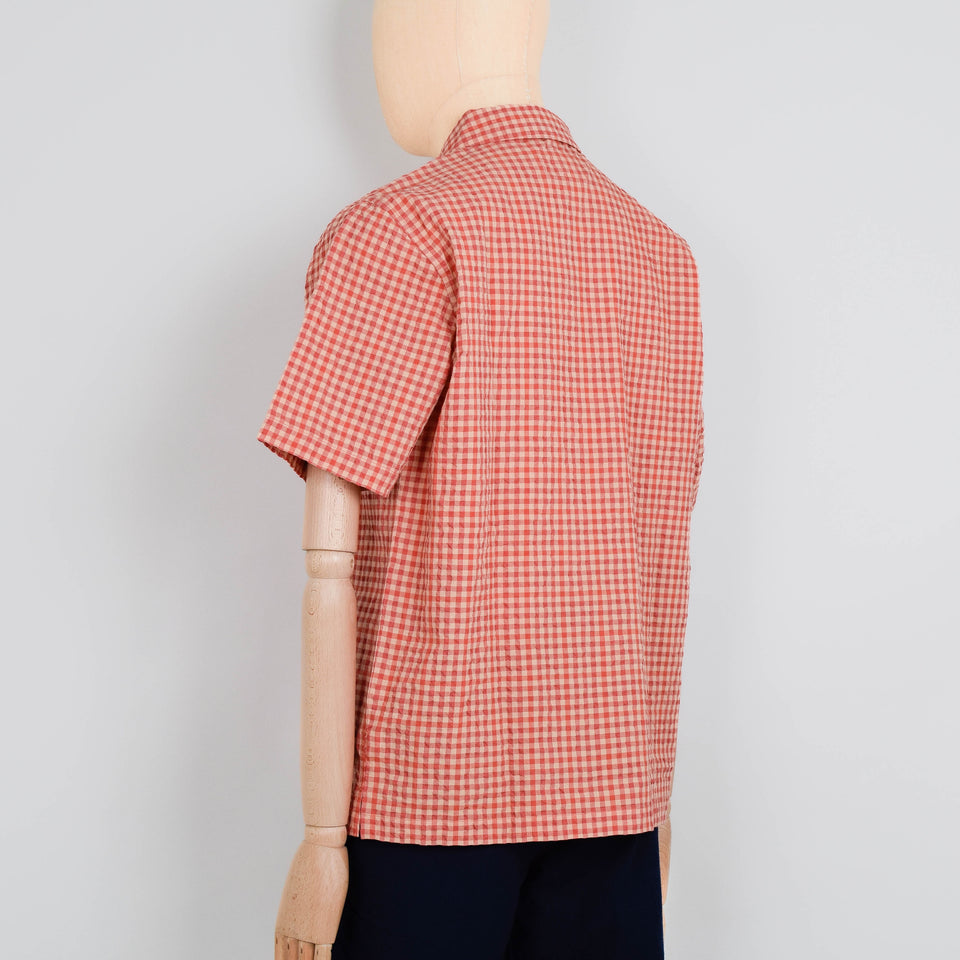 Folk Gabe Shirt - Red Oxide Textured Check