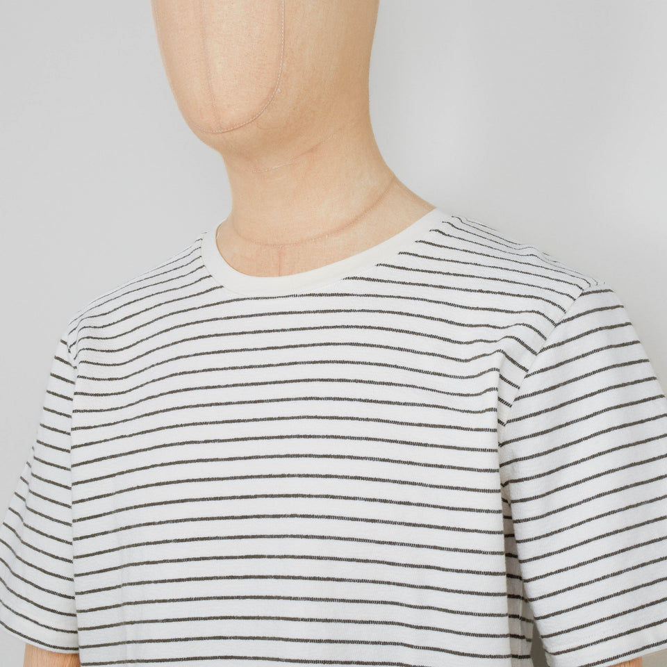 Folk SS Textured Stripe T Shirt- Ecru/ Olive