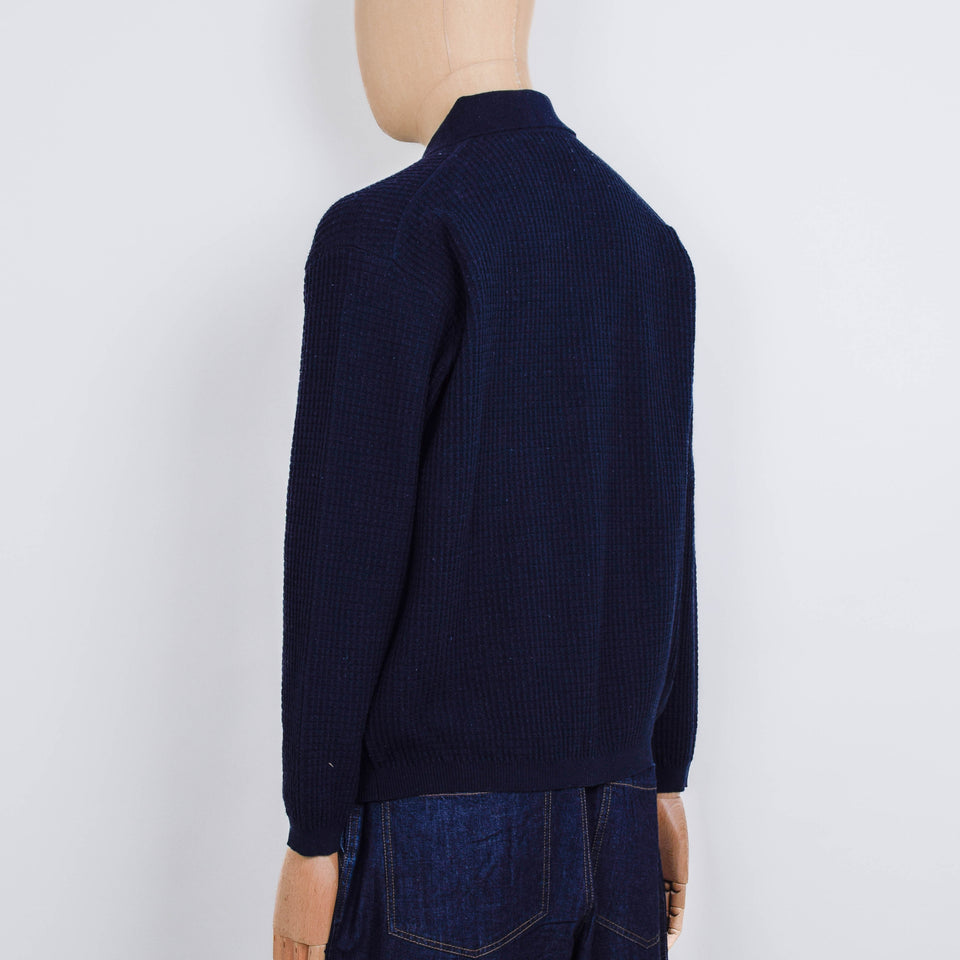 Universal Works Knit Jacket Eco Cotton Knit - Navy