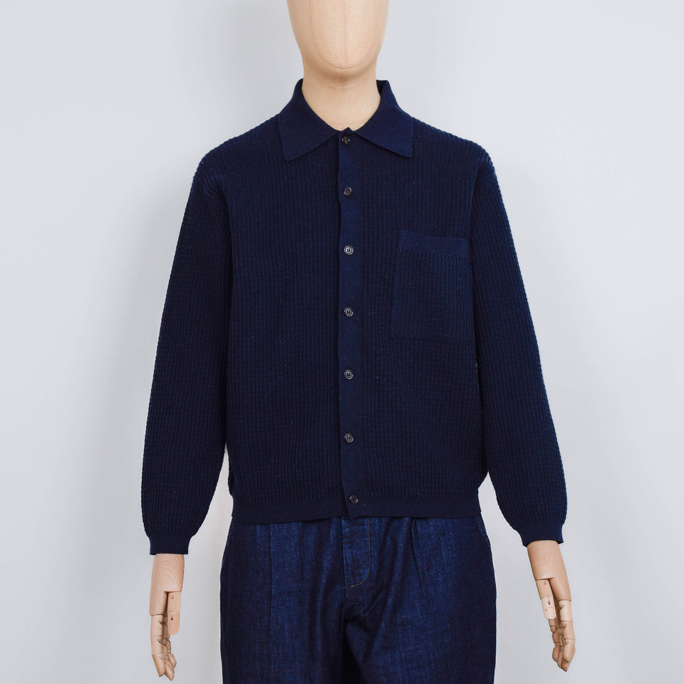 Universal Works Knit Jacket Eco Cotton Knit - Navy