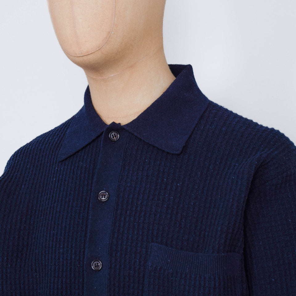 Universal Works Knit Jacket Eco Cotton Knit - Navy