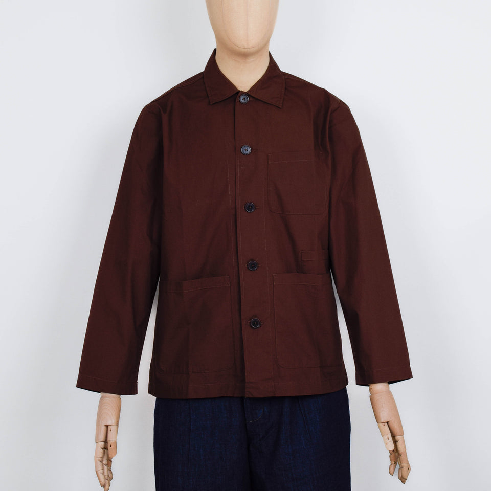 Universal Works Bakers Overshirt Peached Poplin - Brown