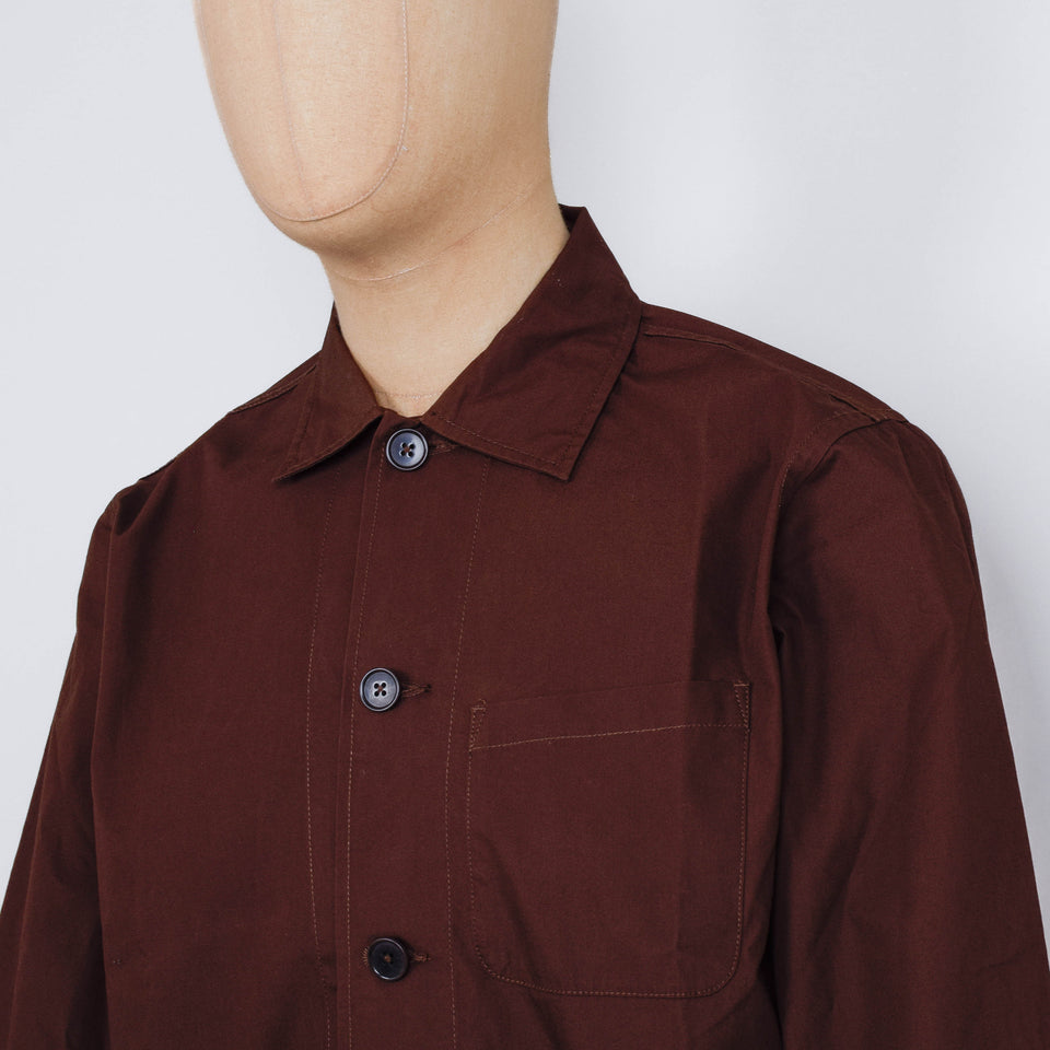 Universal Works Bakers Overshirt Peached Poplin - Brown