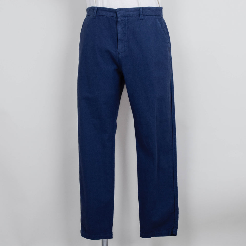 Folk Cotton Linen Trouser - Woad