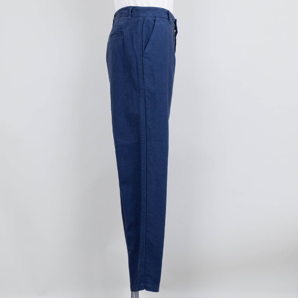 Folk Cotton Linen Trouser - Woad