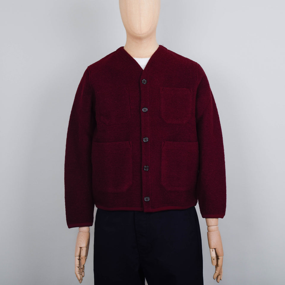 Universal Works Wool Fleece Cardigan - Deep Red