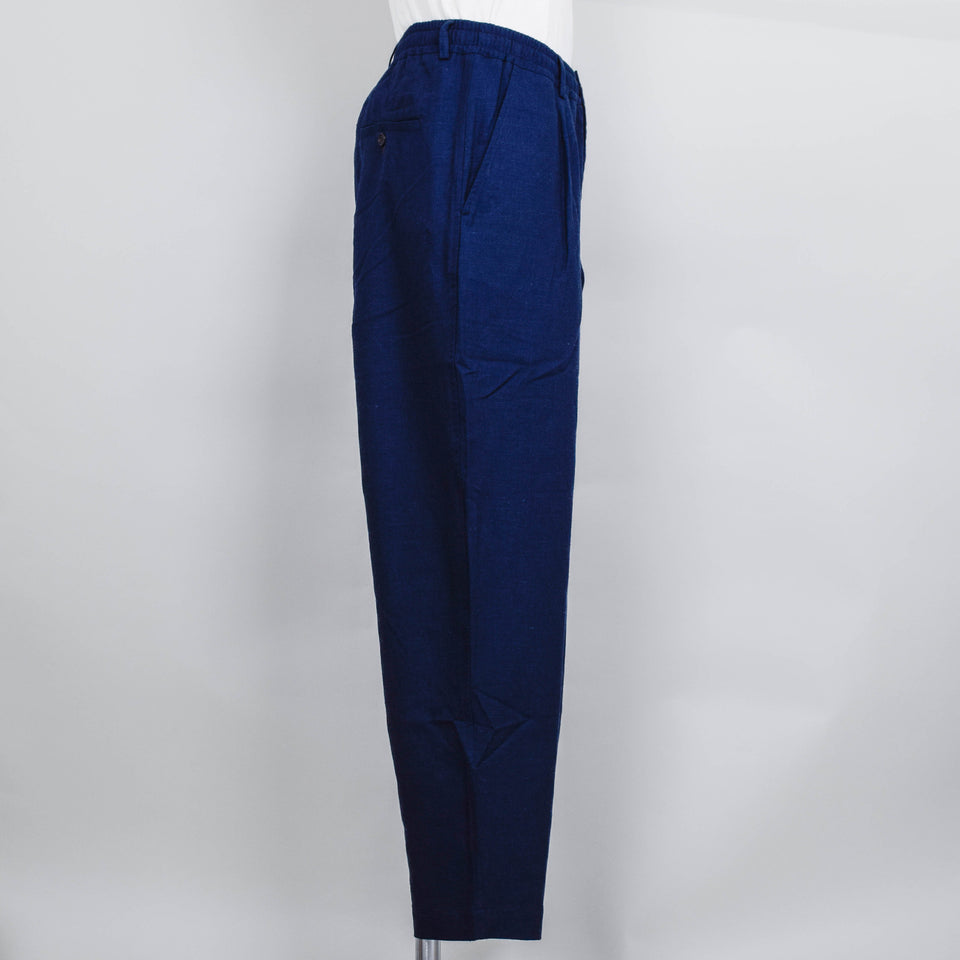 Universal Works Pleated Track Pant Lord Cotton Linen - Navy