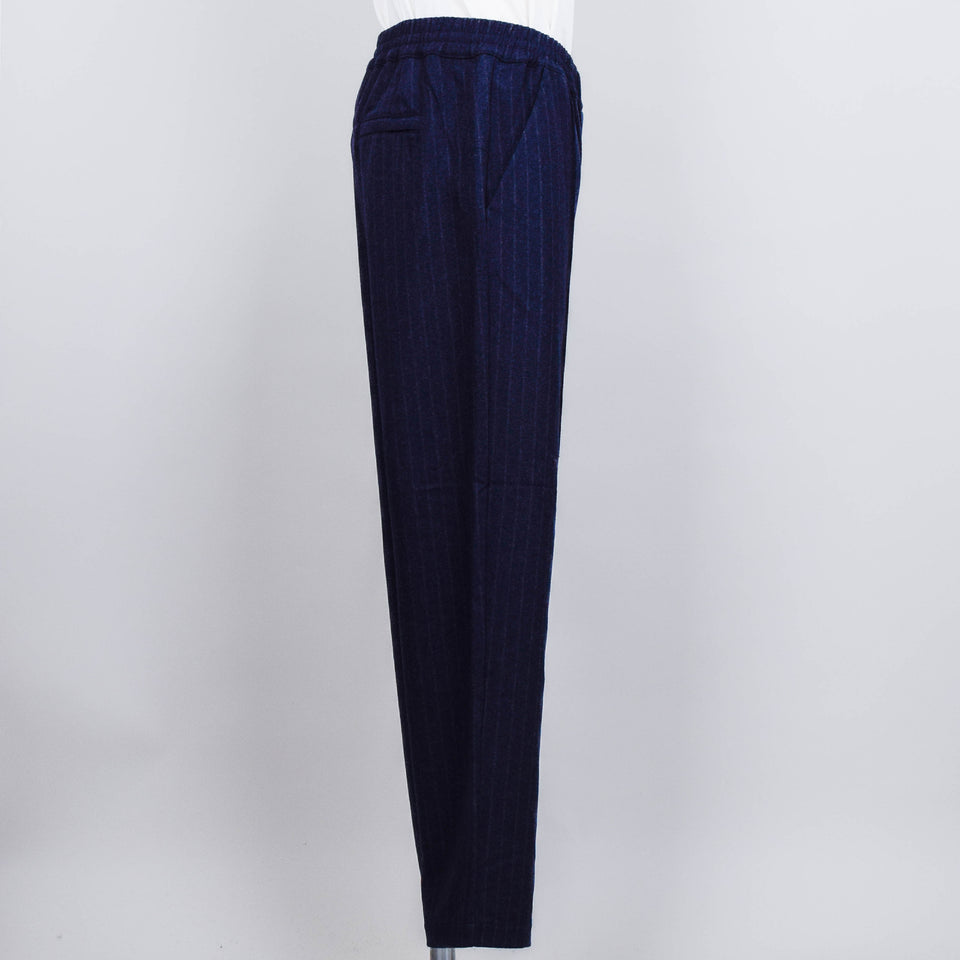 Folk Pintuck Trouser - Navy Wool Stripe