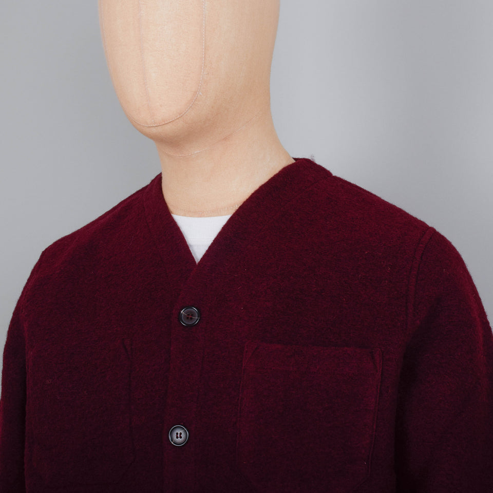 Universal Works Wool Fleece Cardigan - Deep Red