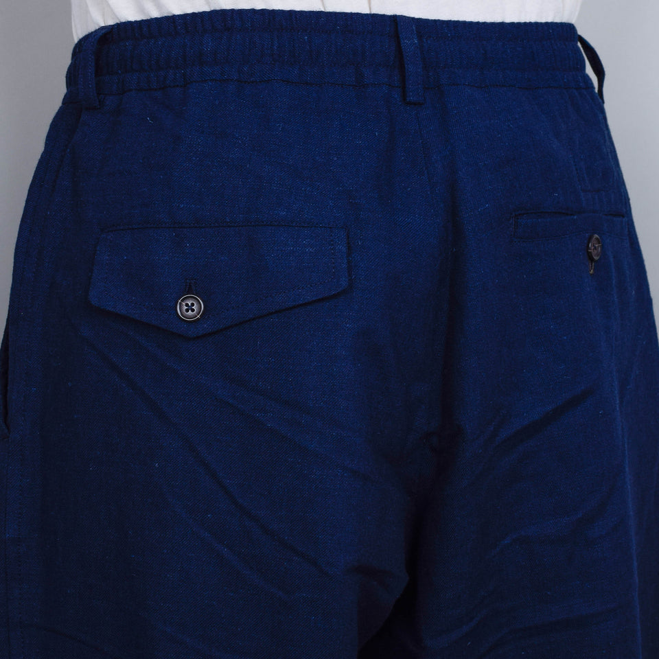 Universal Works Pleated Track Pant Lord Cotton Linen - Navy