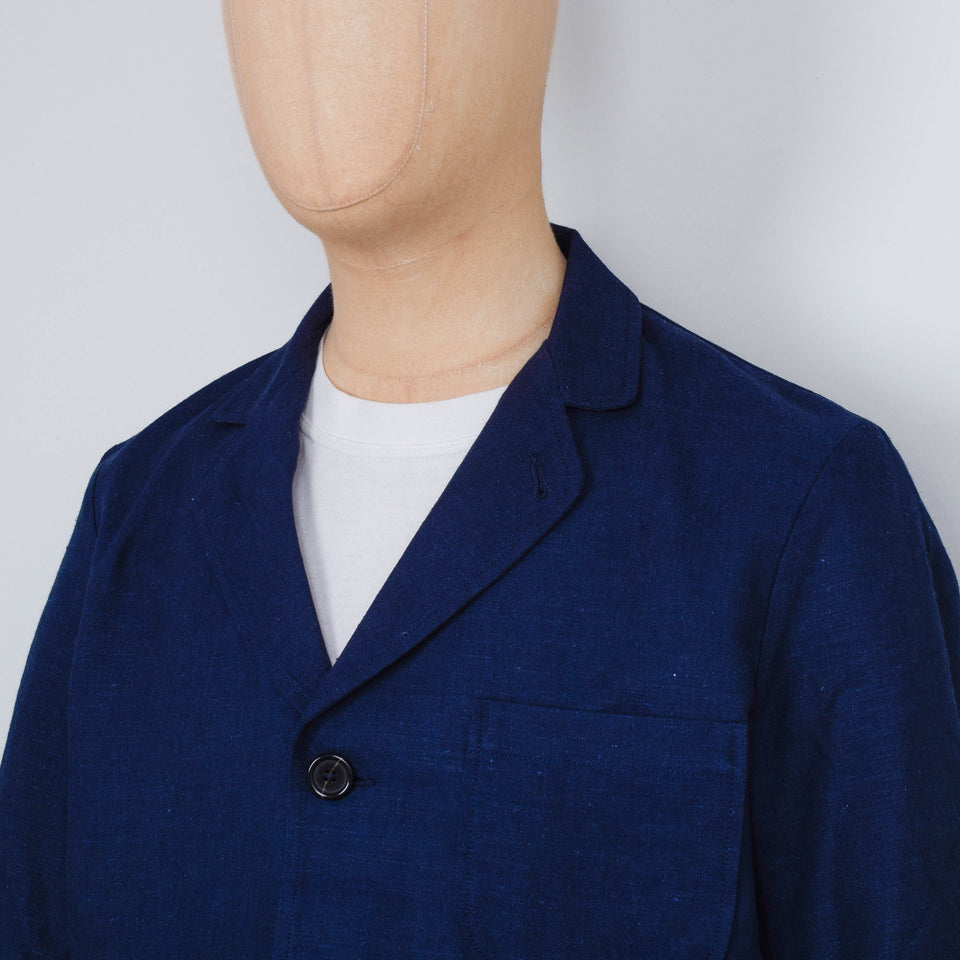 Universal Works Three Button Jacket Lord Cotton Linen - Navy