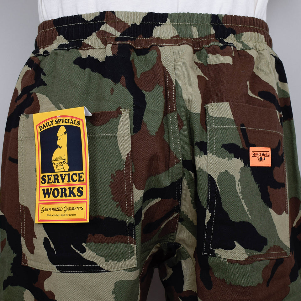 Service Works Patterned Camouflage Chef Pants - Woodland