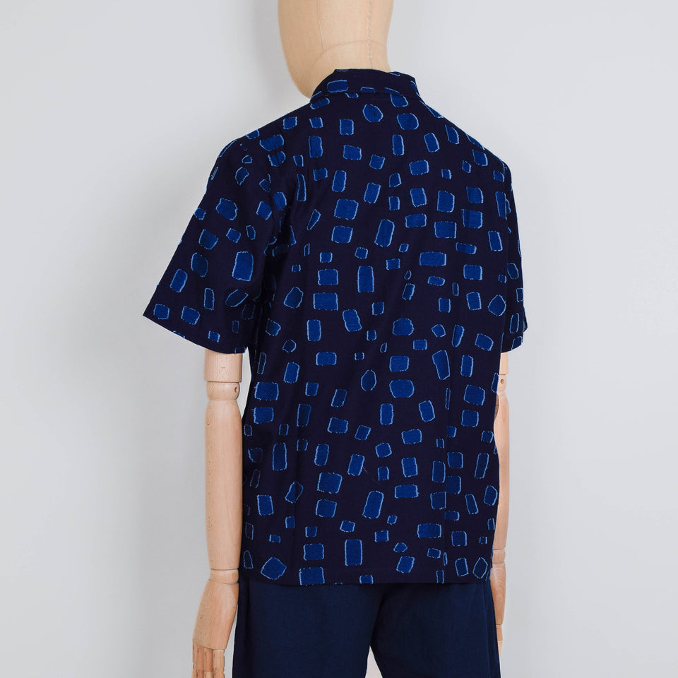 Folk Gabe Shirt - Indigo Irregular Dot