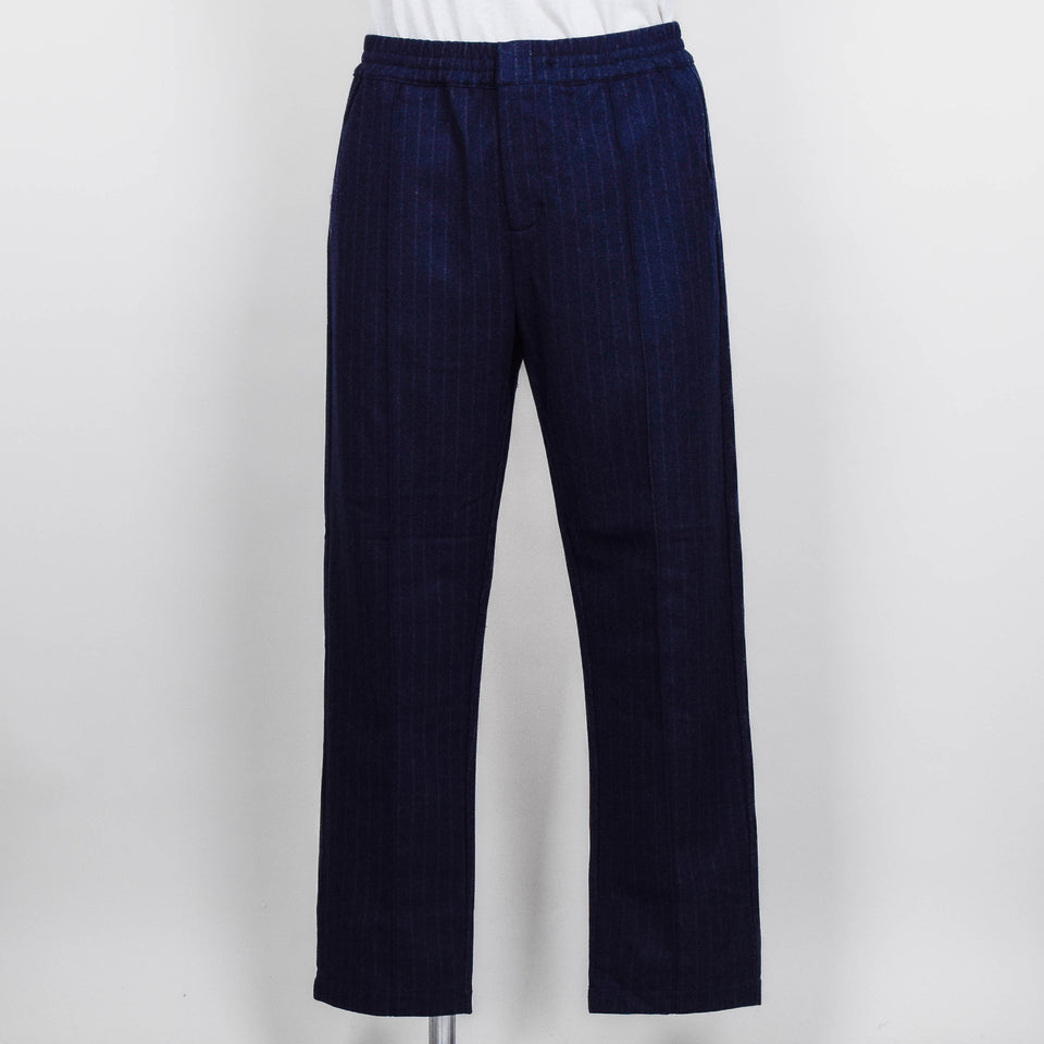 Folk Pintuck Trouser - Navy Wool Stripe