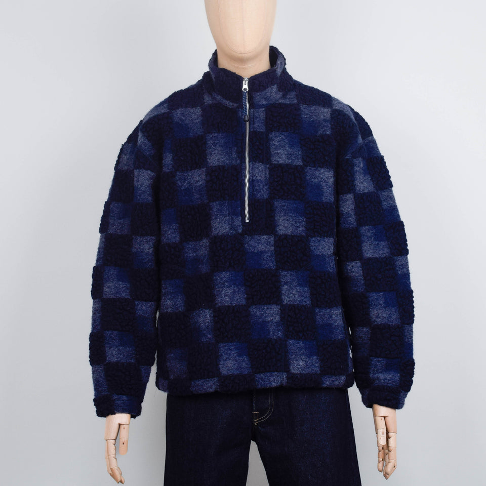 Folk Fleece Overhead - Navy Checkerboard