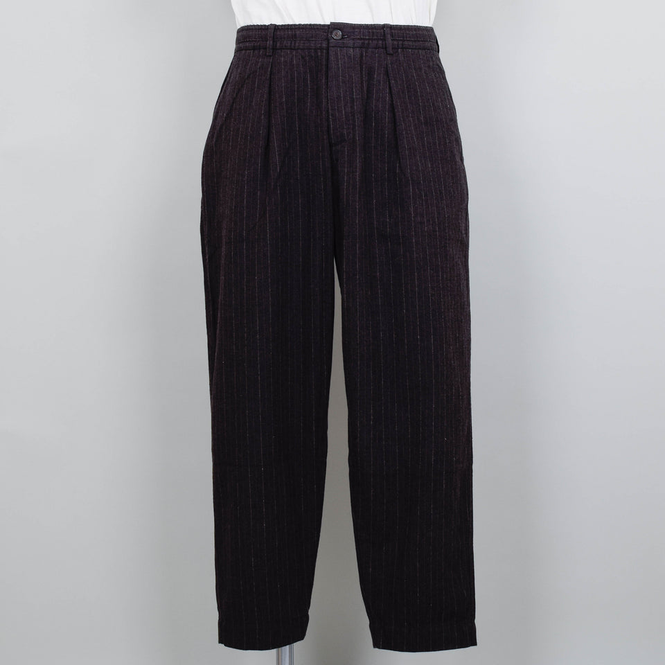 Universal Works Pleated Track Pant Pinstripe - Brown