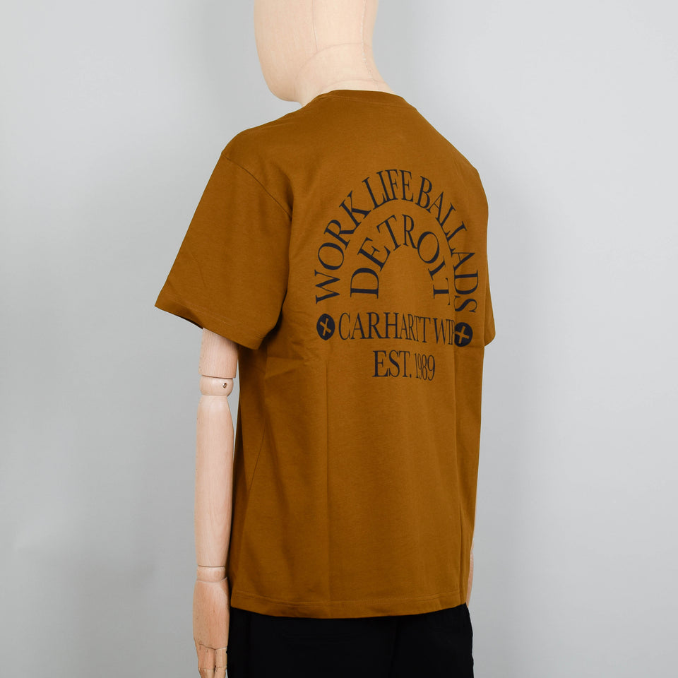 Carhartt WIP S/S Work Varsity T-Shirt - Deep H Brown / Black