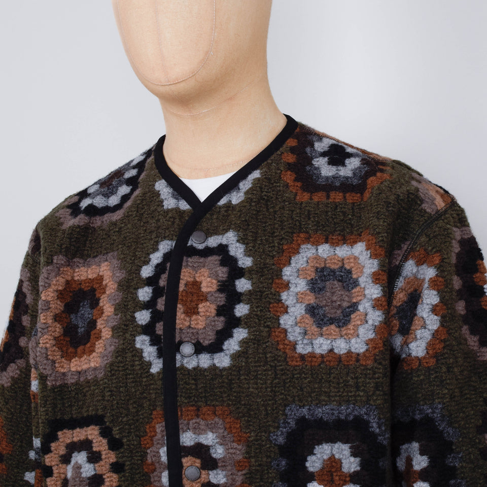 Snow Peak Wool Jacquard Cardigan - Olive