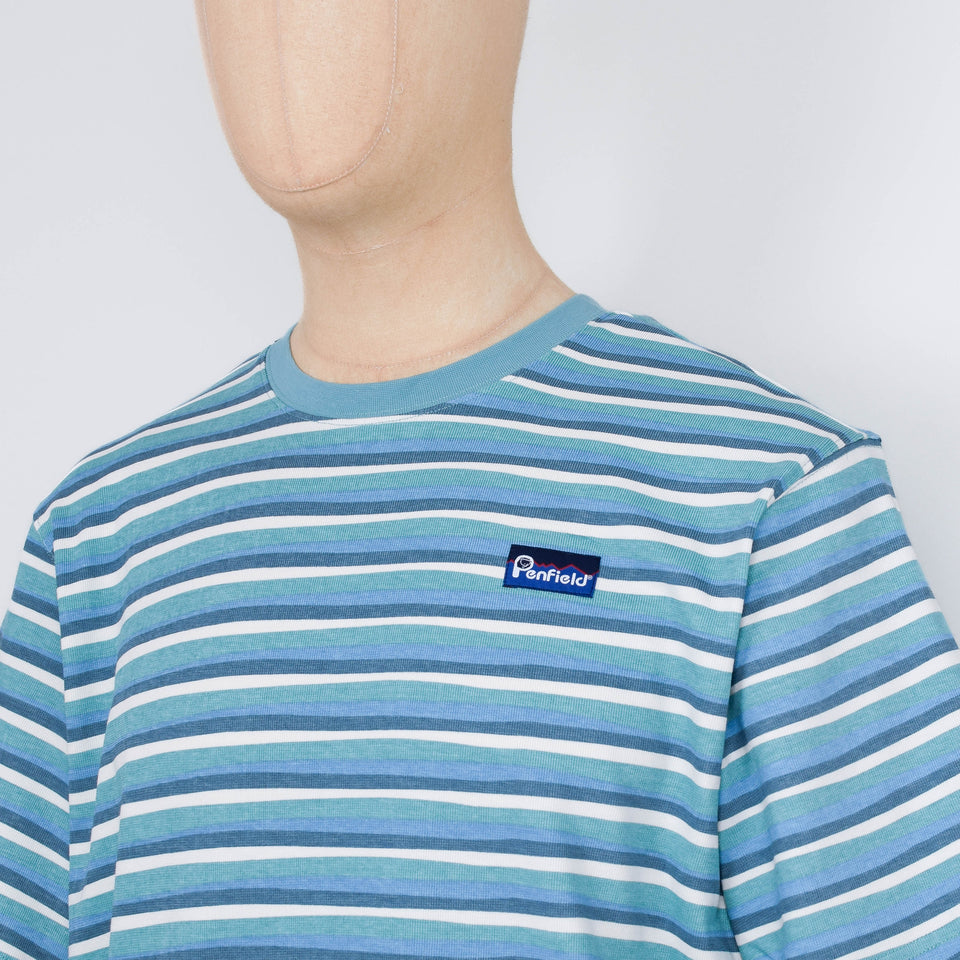 Penfield Wave Texture Stripe S/S T-Shirt - Dusty Turquoise
