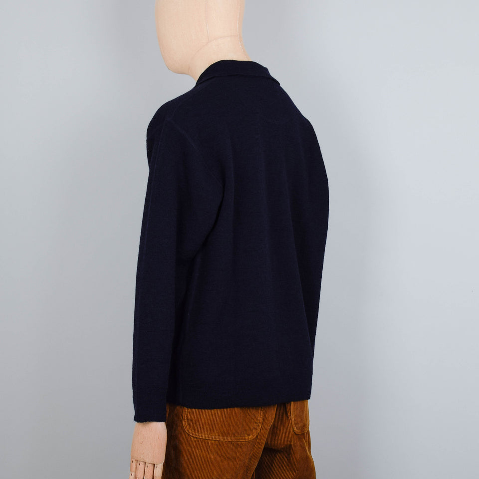 MHL Oversized, Knitted, Dry Wool Polo - Ink