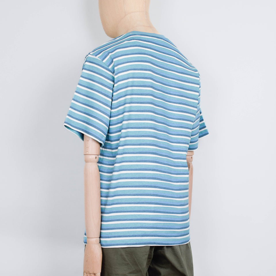 Penfield Wave Texture Stripe S/S T-Shirt - Dusty Turquoise