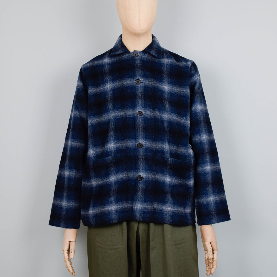 Universal Works Wool Flannel Easy Over Jacket - Navy Check