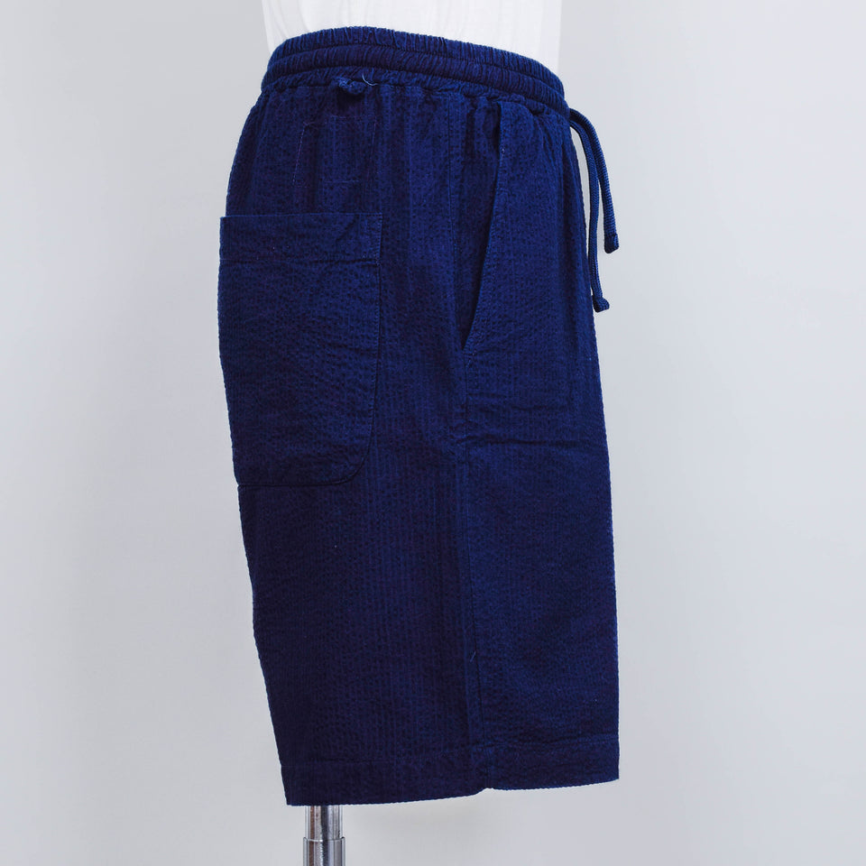 Universal Works Simple Short Seersucker - Washed Indigo