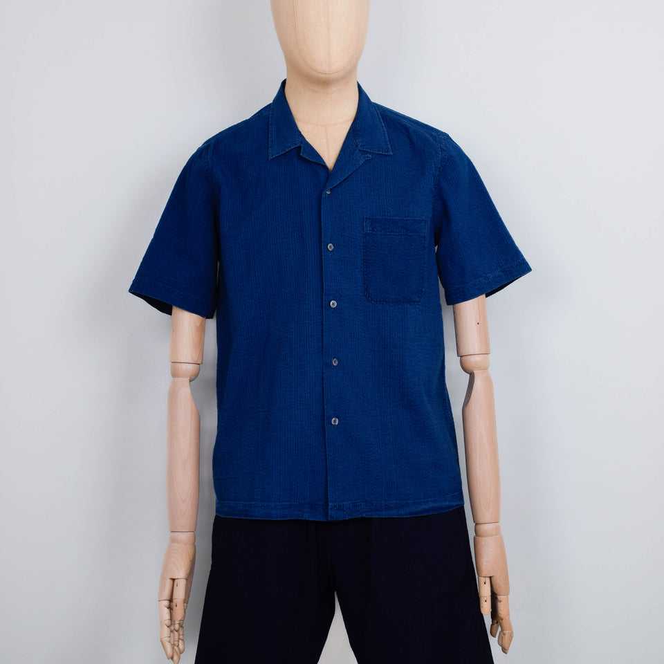 Universal Works Road Shirt Seersucker - Washed Indigo