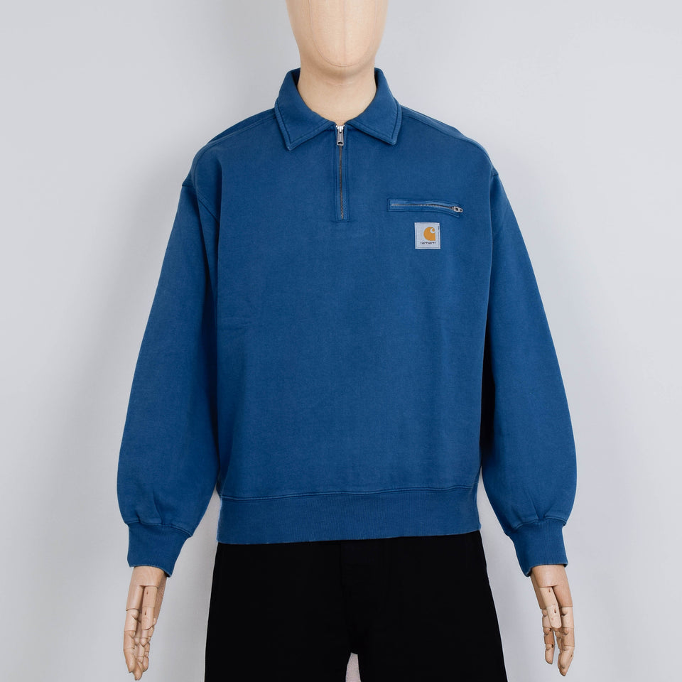 Carhartt WIP Half Zip Detroit Sweatshirt - Blue River Stone Washed