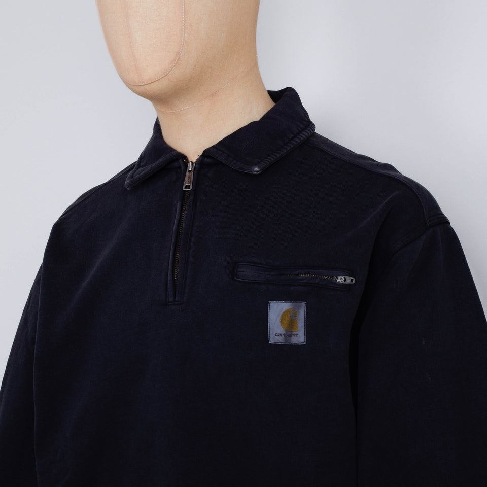Carhartt WIP Half Zip Detroit Sweatshirt - Black Stone Washed
