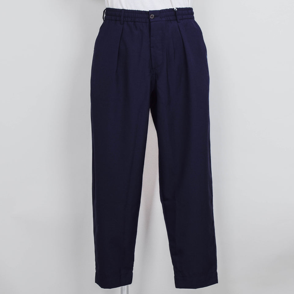 Universal Works Pleated Track Pant Tropical Suiting - Navy