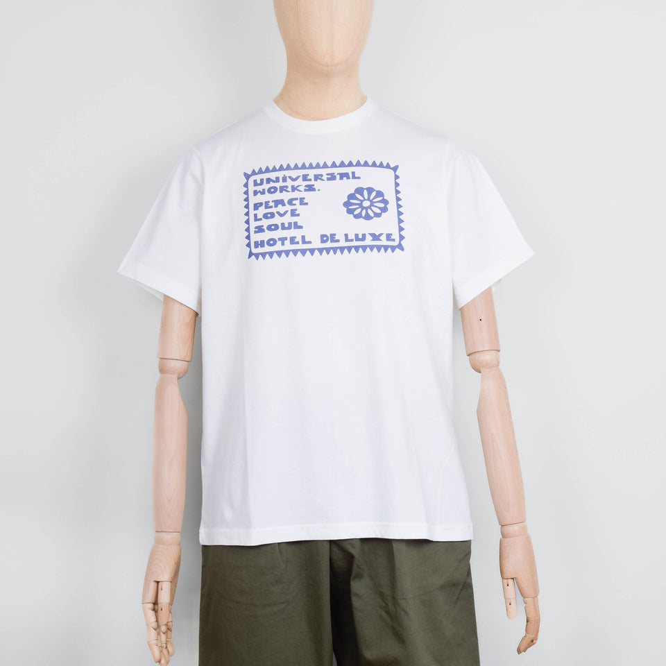 Universal Works Print Tee Single Jersey Mexico - Ecru / Yellow
